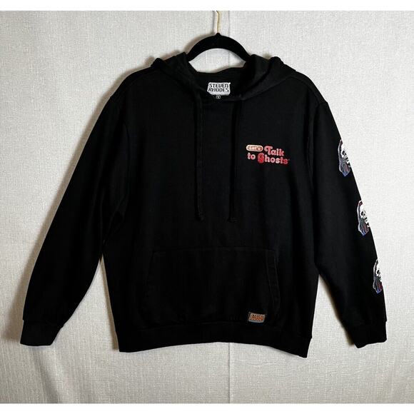 Let's Talk To Ghosts Steven Rhodes Pullover Unisex Size Large Black Screen Print - Picture 3 of 10